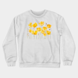 yellow poppy ink and watercolor Crewneck Sweatshirt